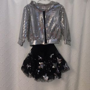 Two-piece jazz costume-black biketard/skirt/jacket